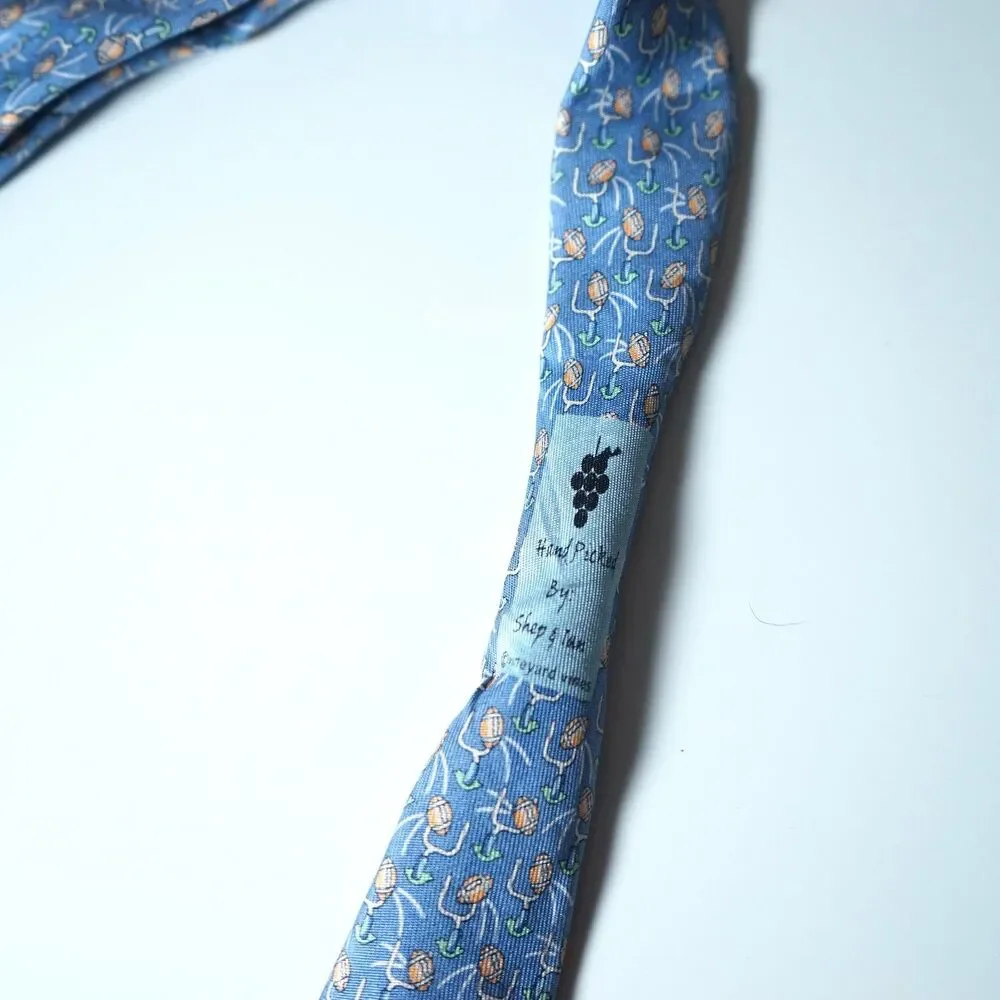 Vineyard Vines Neck Tie Blue Football Goalposts Field Goal Pattern Kids Short